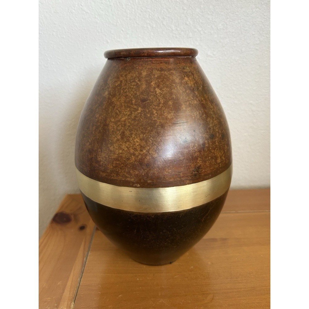Vintage Benalex Home Accents Copper with Brass Vase Handcrafted in India‎